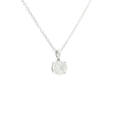 0.40ct F Natural Diamond Multi Stone Solitaire Pendant in 18ct White Gold