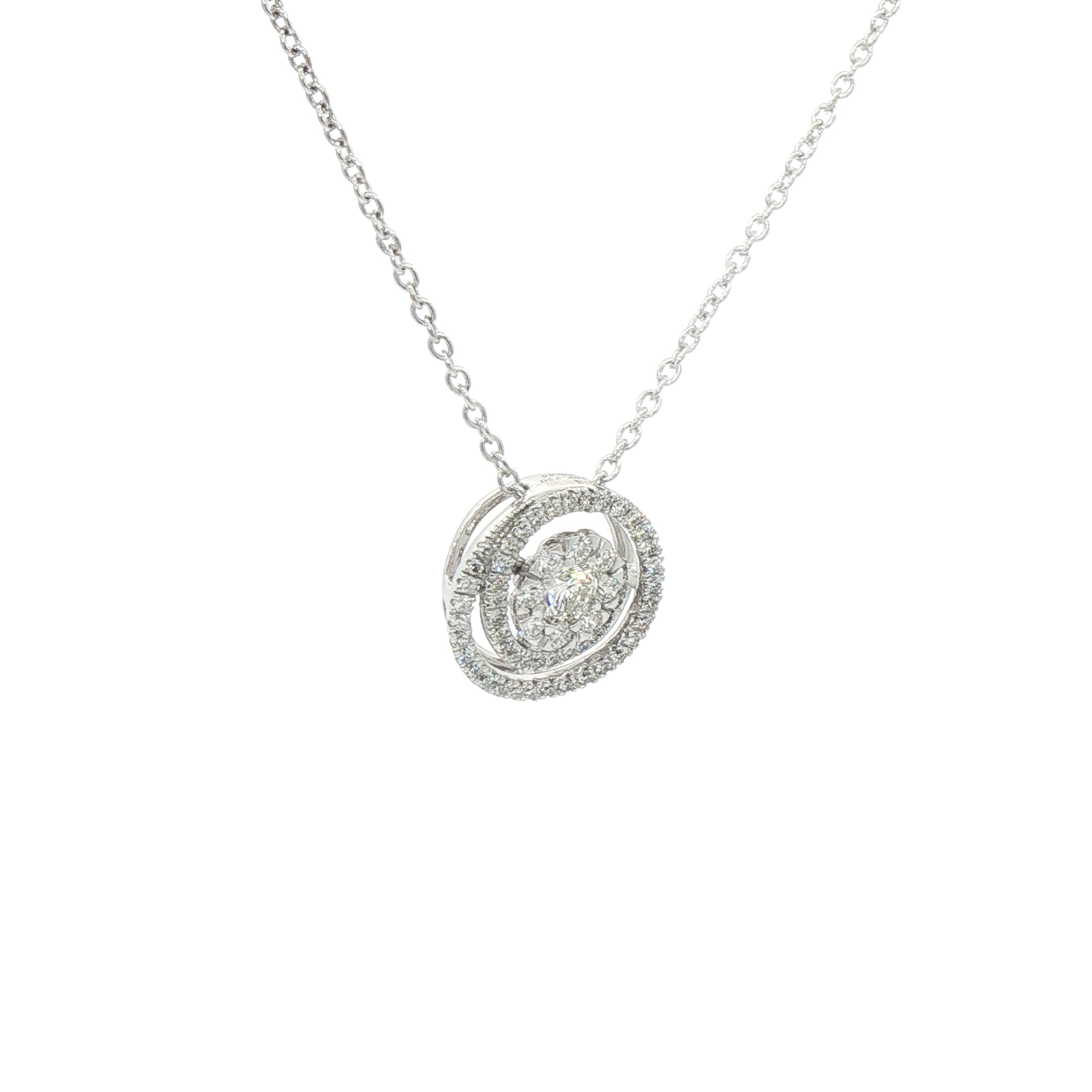 0.48ct Natural Diamond Spiral Shaped Pendant in 18ct White Gold