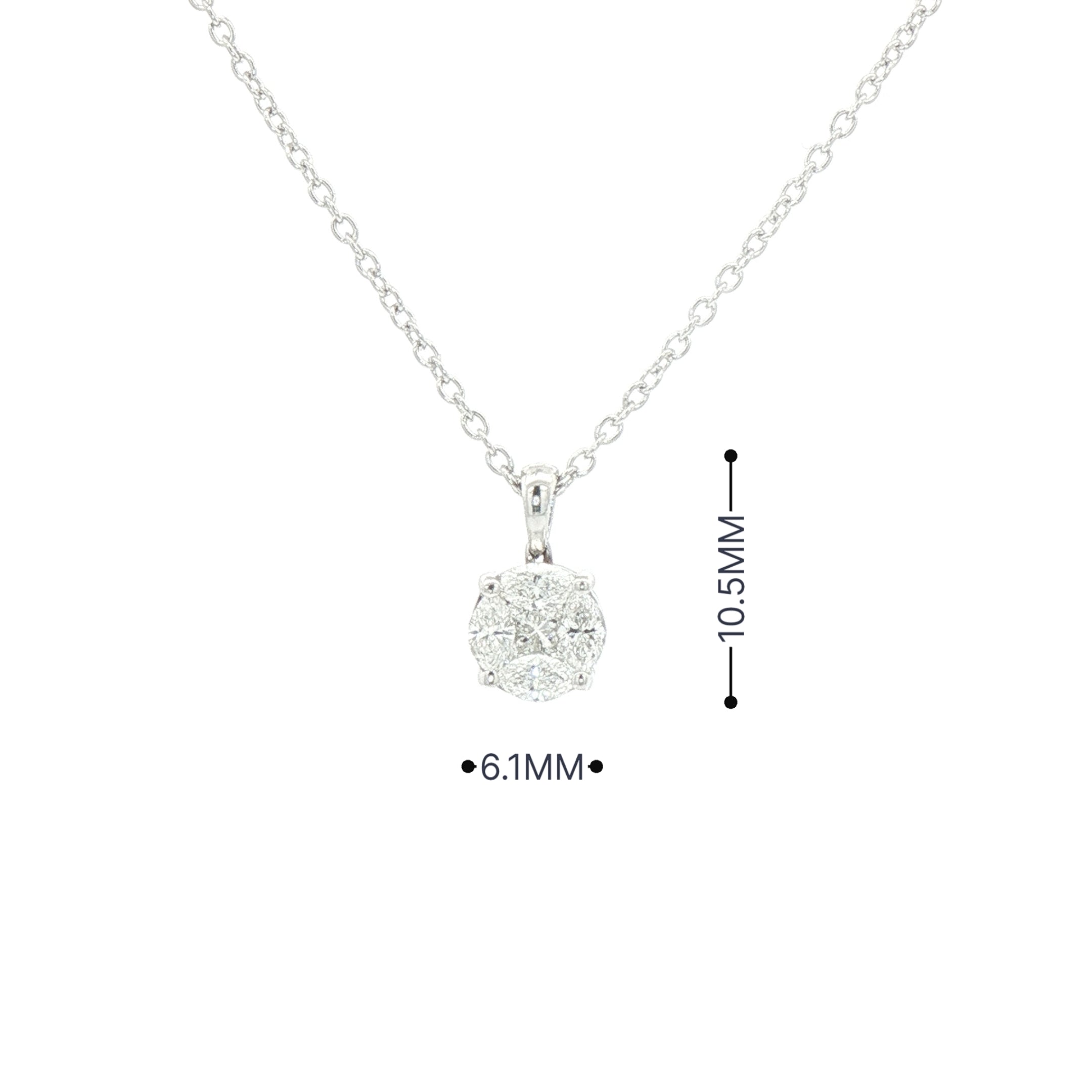 0.40ct F Natural Diamond Multi Stone Solitaire Pendant in 18ct White Gold