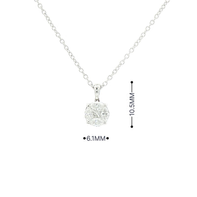 0.40ct F Natural Diamond Multi Stone Solitaire Pendant in 18ct White Gold