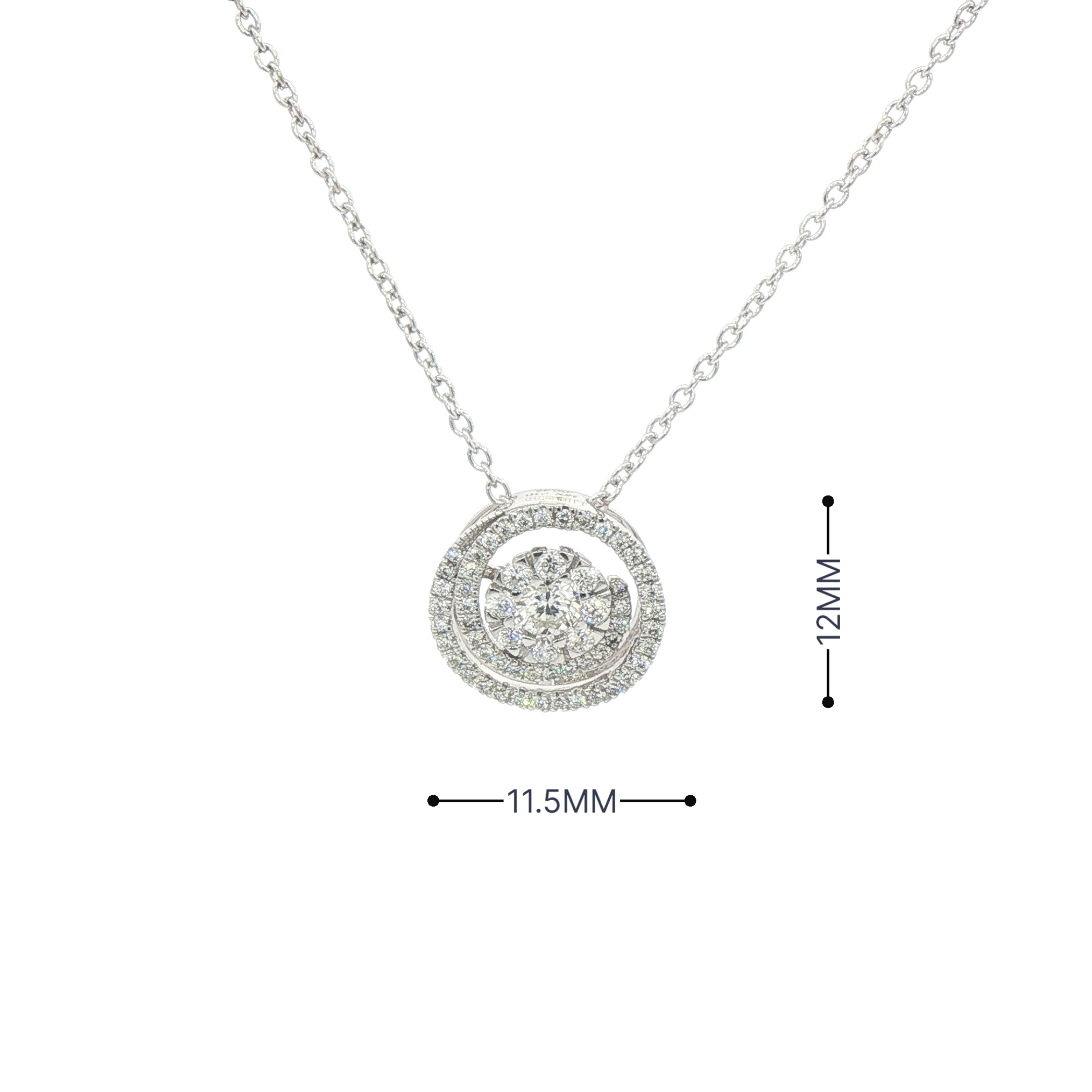 0.48ct Natural Diamond Spiral Shaped Pendant in 18ct White Gold