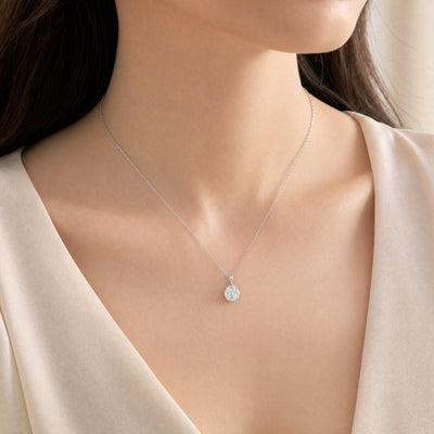 0.40ct F Natural Diamond Multi Stone Solitaire Pendant in 18ct White Gold