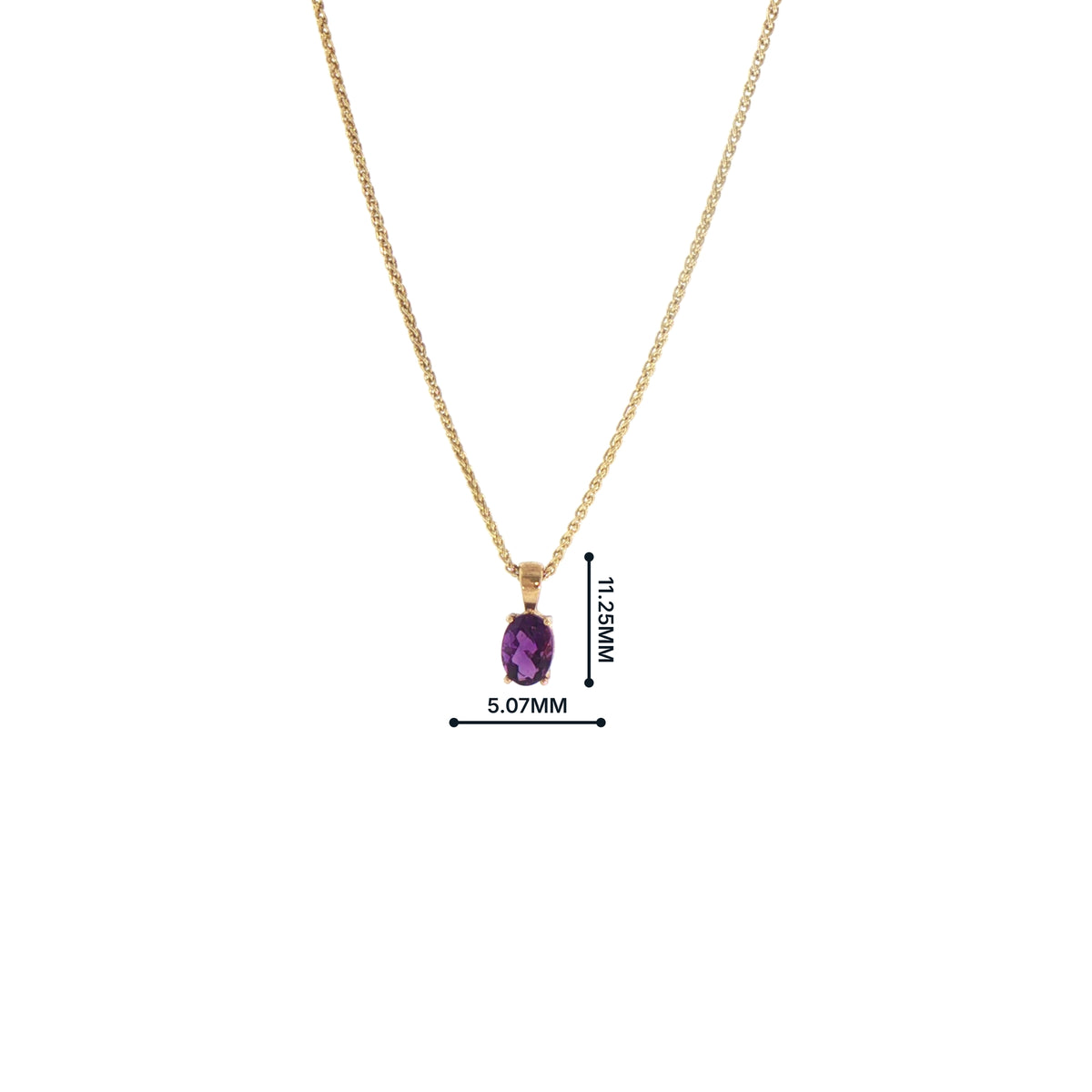 Oval Amethyst Four Claw Pendant in 9ct Yellow Gold