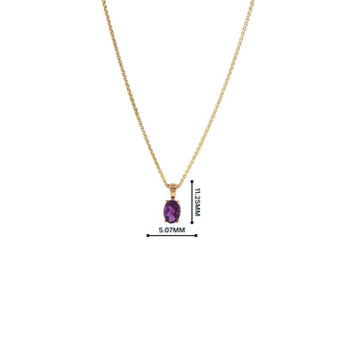 Oval Amethyst Four Claw Pendant in 9ct Yellow Gold