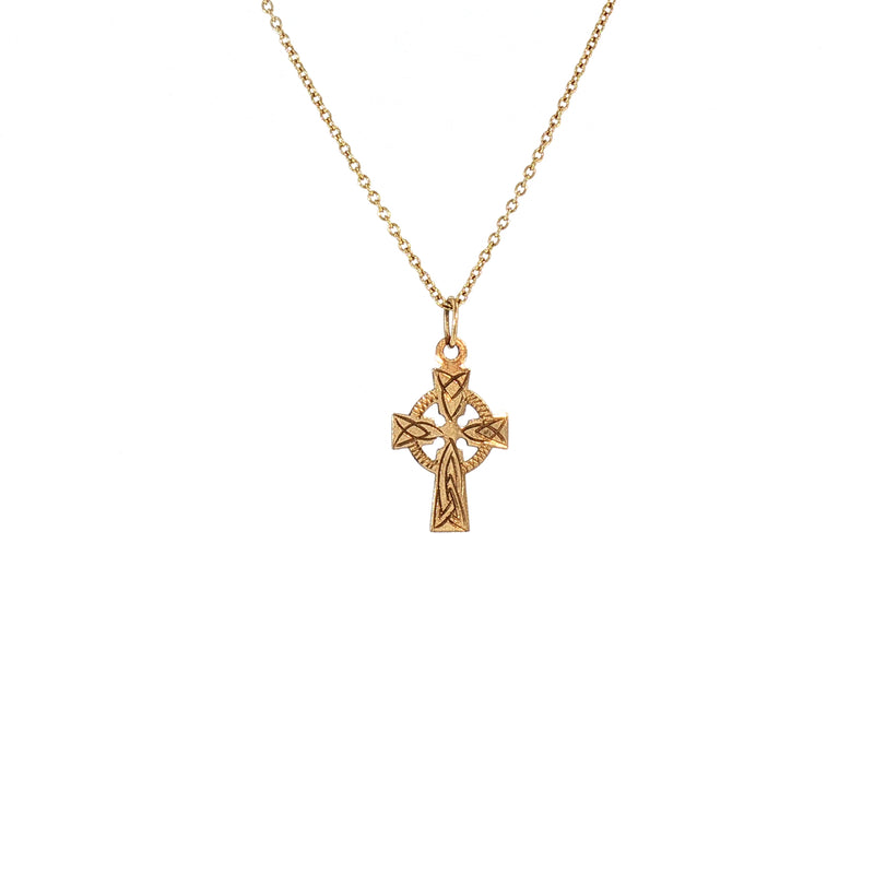 Vintage Small Celtic Cross on chain in 9ct Yellow Gold
