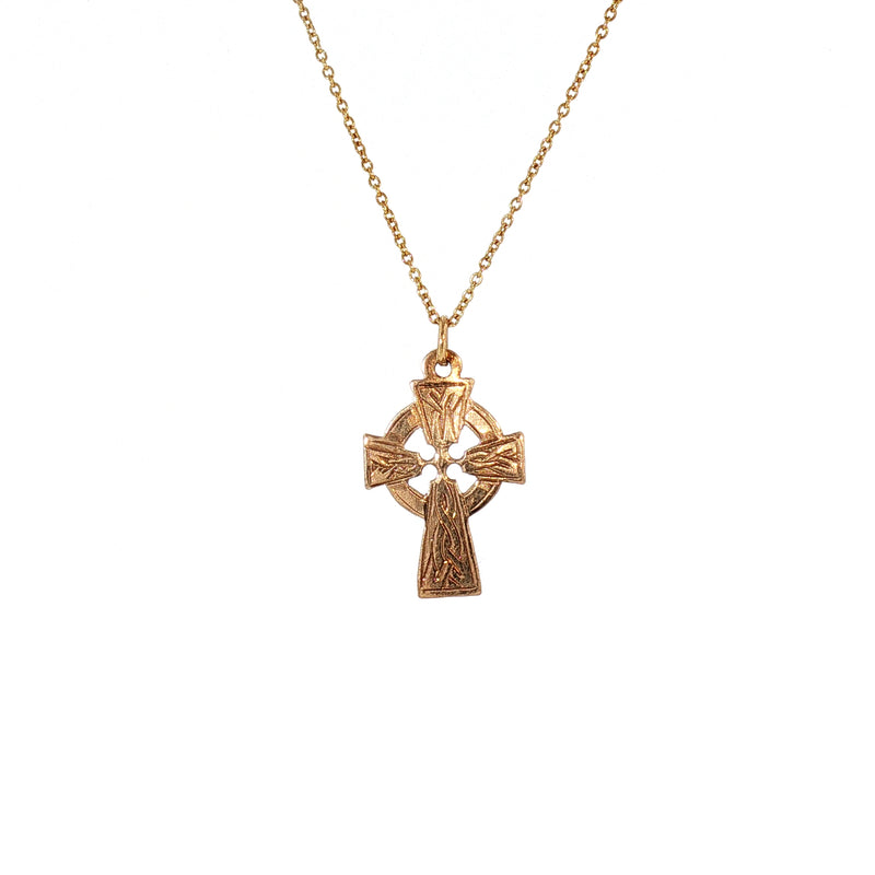 Vintage Small Celtic Cross Pendant in 9ct Yellow Gold