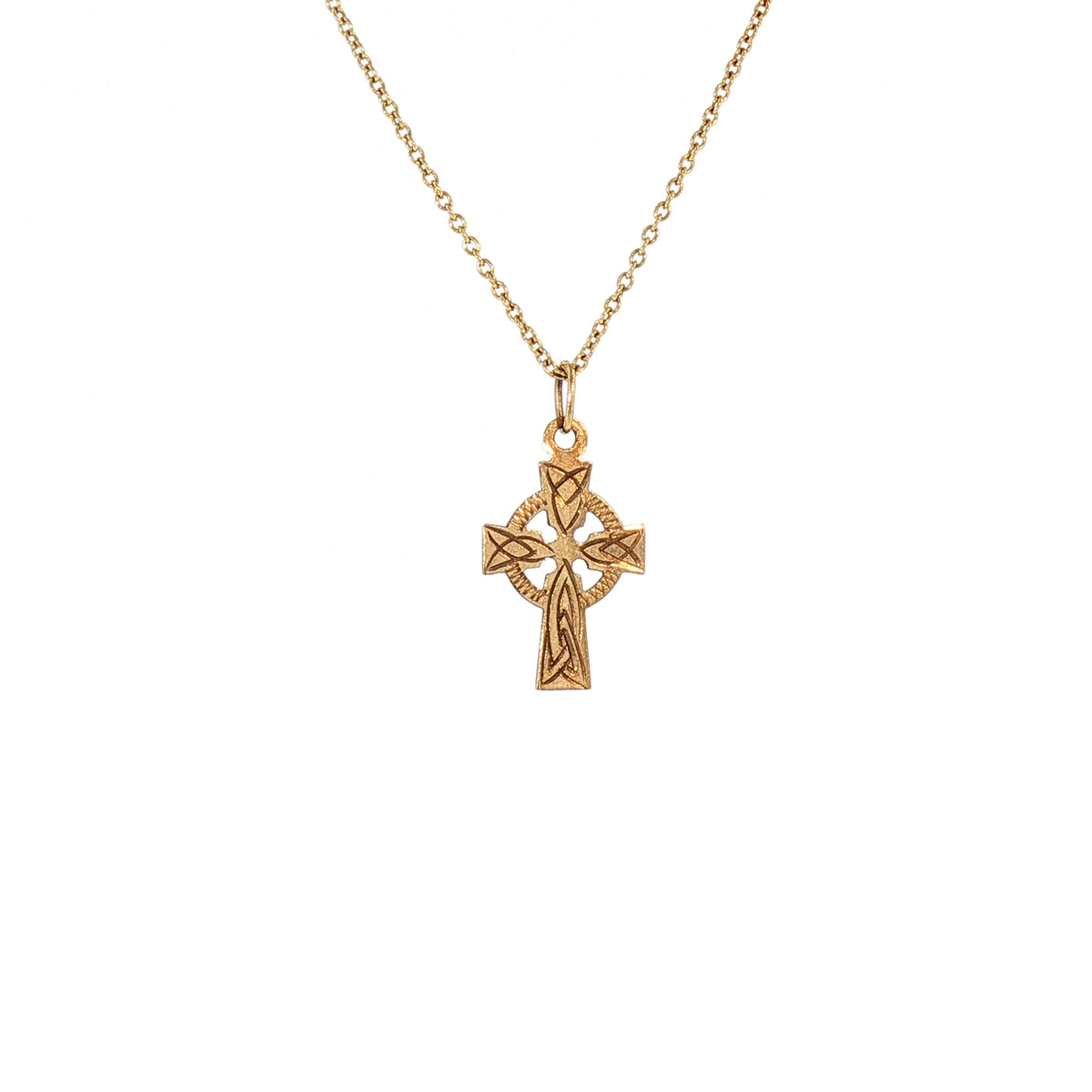 Vintage Small Celtic Cross on chain in 9ct Yellow Gold