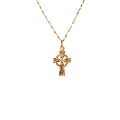 Vintage Small Celtic Cross on chain in 9ct Yellow Gold