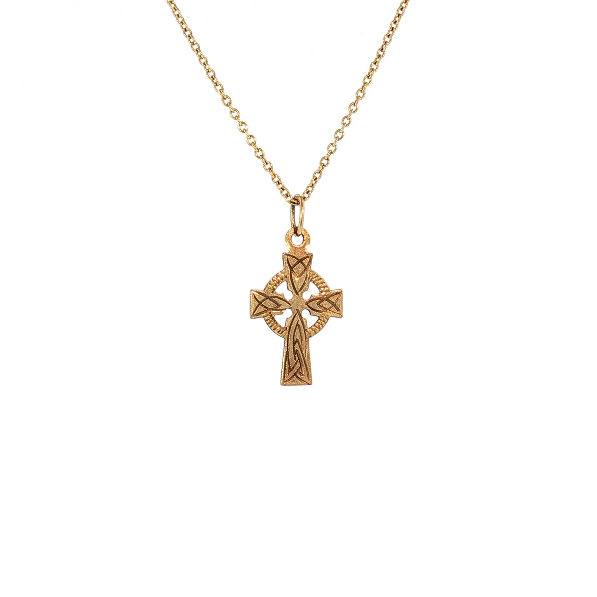 Vintage Small Celtic Cross on chain in 9ct Yellow Gold