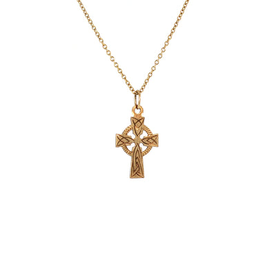 Vintage Small Celtic Cross on chain in 9ct Yellow Gold