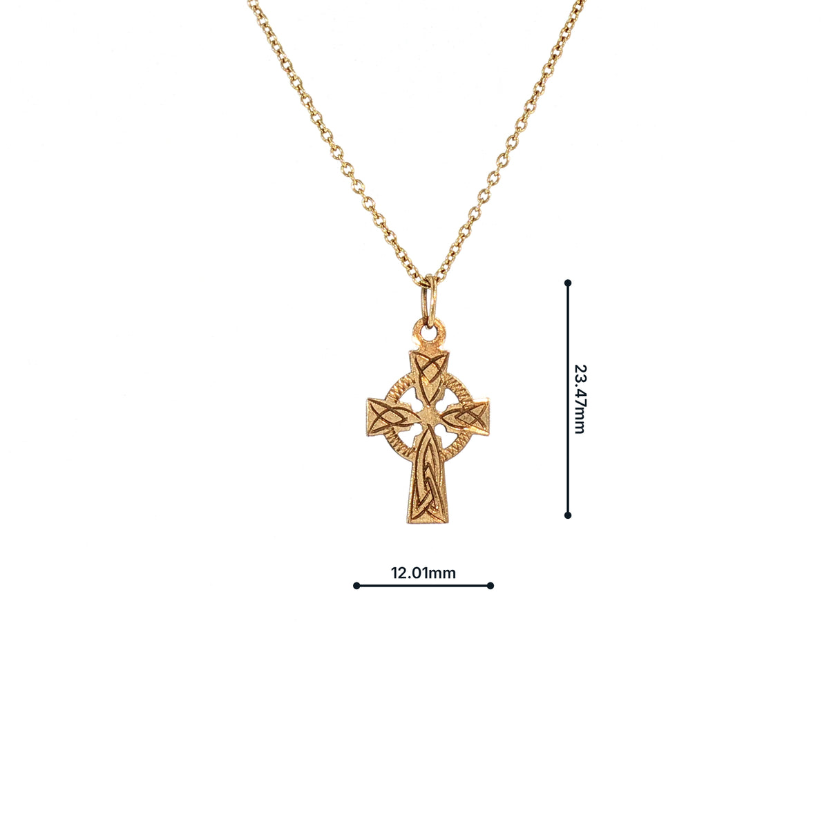 Vintage Small Celtic Cross on chain in 9ct Yellow Gold