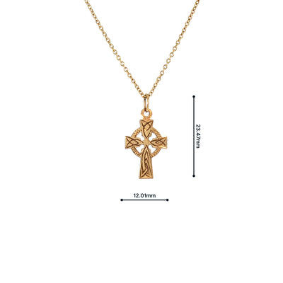 Vintage Small Celtic Cross on chain in 9ct Yellow Gold