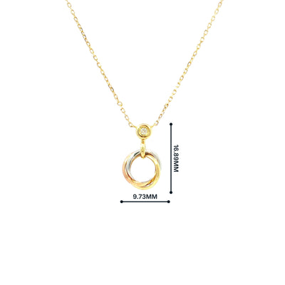 Natural Diamond Tri-Colour Gold Interlocking Pendant Necklace