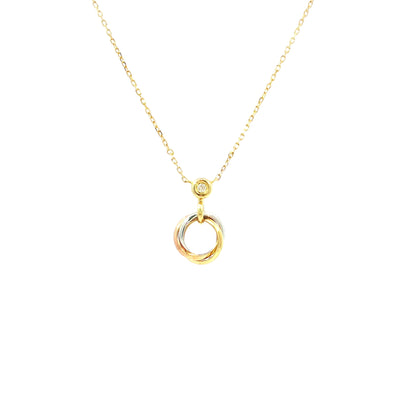 Natural Diamond Tri-Colour Gold Interlocking Pendant Necklace