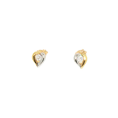 Natural Diamond Stud Earrings in 18ct Yellow and White Gold