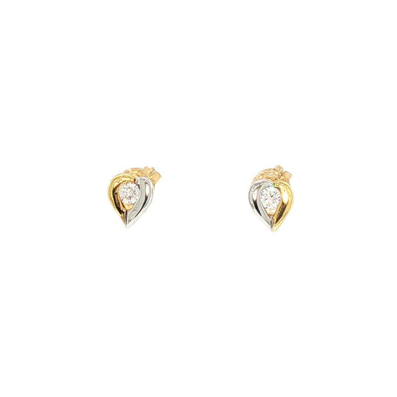 Natural Diamond Stud Earrings in 18ct Yellow and White Gold