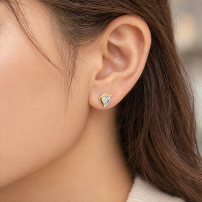 Natural Diamond Stud Earrings in 18ct Yellow and White Gold