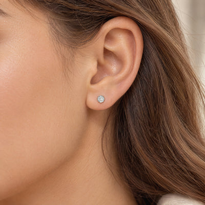 Natural Diamond Stud Earrings in 18ct White Gold