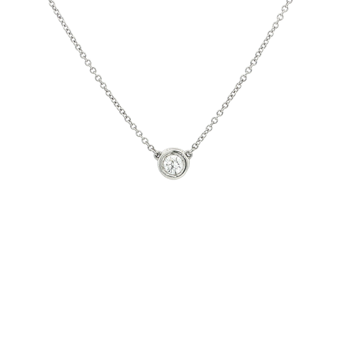 0.20ct Natural Diamond Bezel Set Pendant Set In 18ct White Gold