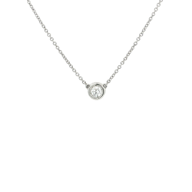 0.20ct Natural Diamond Bezel Set Pendant Set In 18ct White Gold
