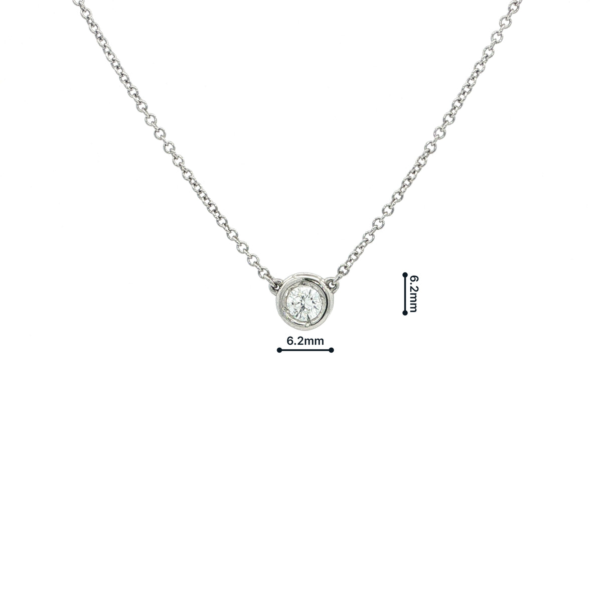 0.20ct Natural Diamond Bezel Set Pendant Set In 18ct White Gold