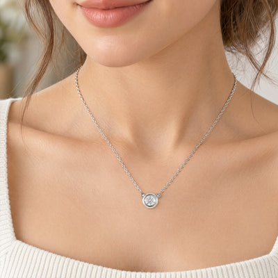 Natural Diamond Bezel Pendant 18ct White Gold