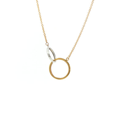 Interlocking Circle Necklace in 18ct Yellow and White Gold