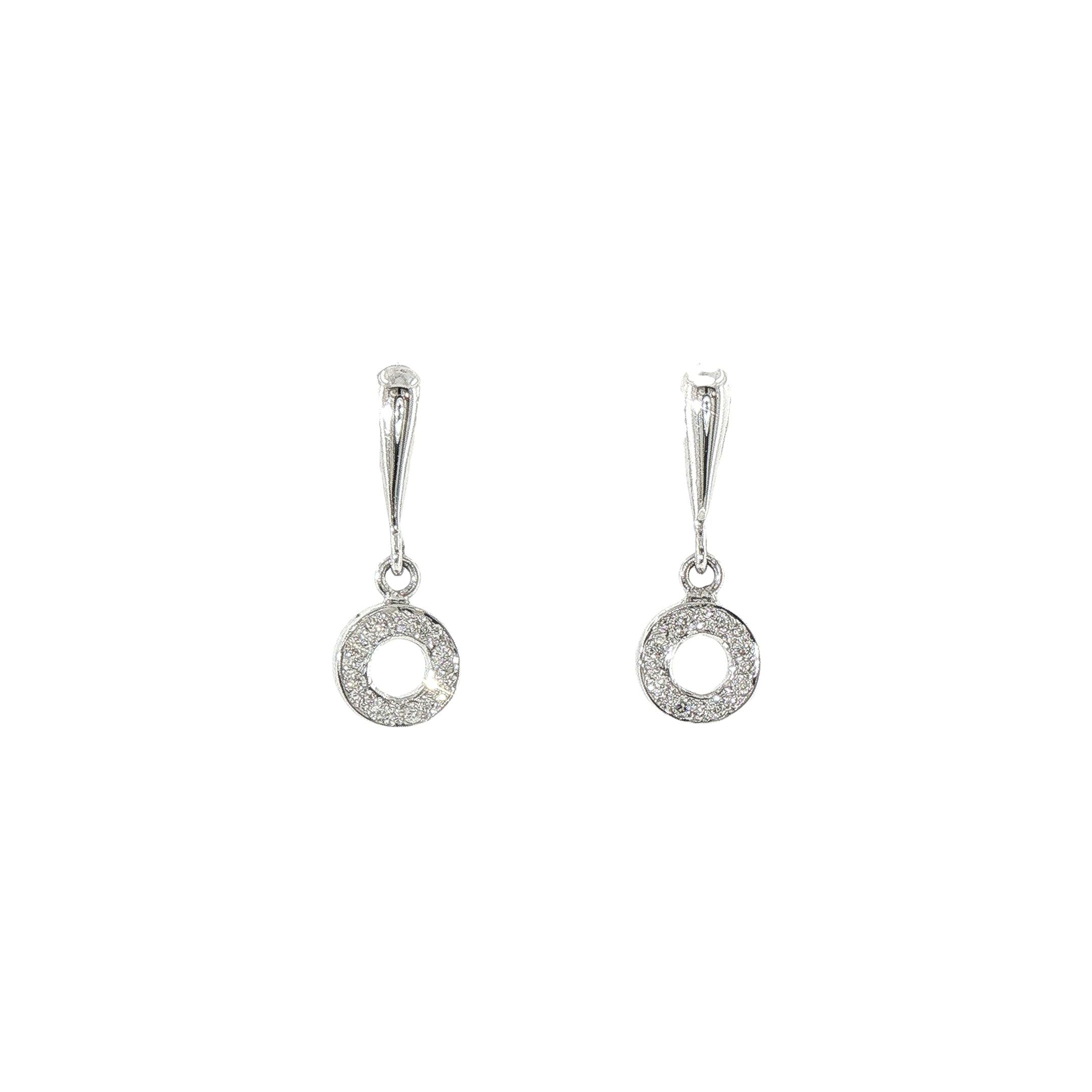 Diamond Open Circle Drop Earrings in 9ct White Gold