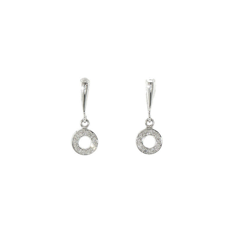 Diamond Open Circle Drop Earrings in 9ct White Gold