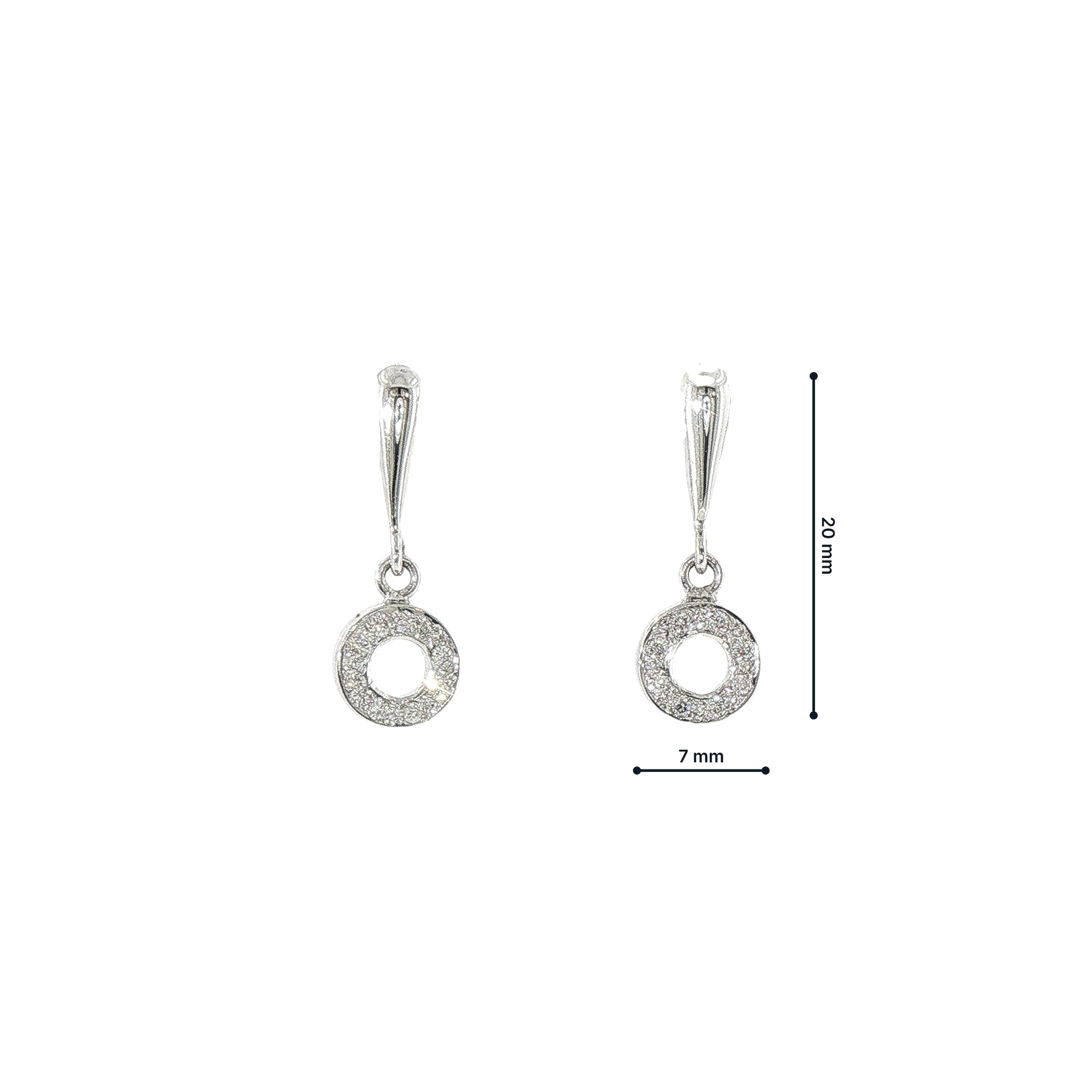 Diamond Open Circle Drop Earrings in 9ct White Gold