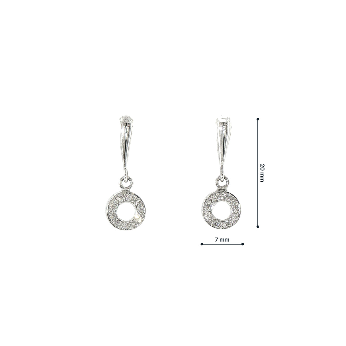 Diamond Open Circle Drop Earrings in 9ct White Gold