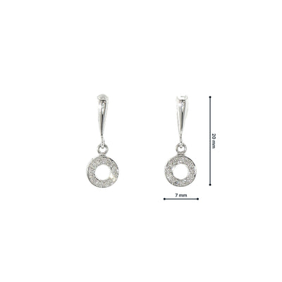 Diamond Open Circle Drop Earrings in 9ct White Gold