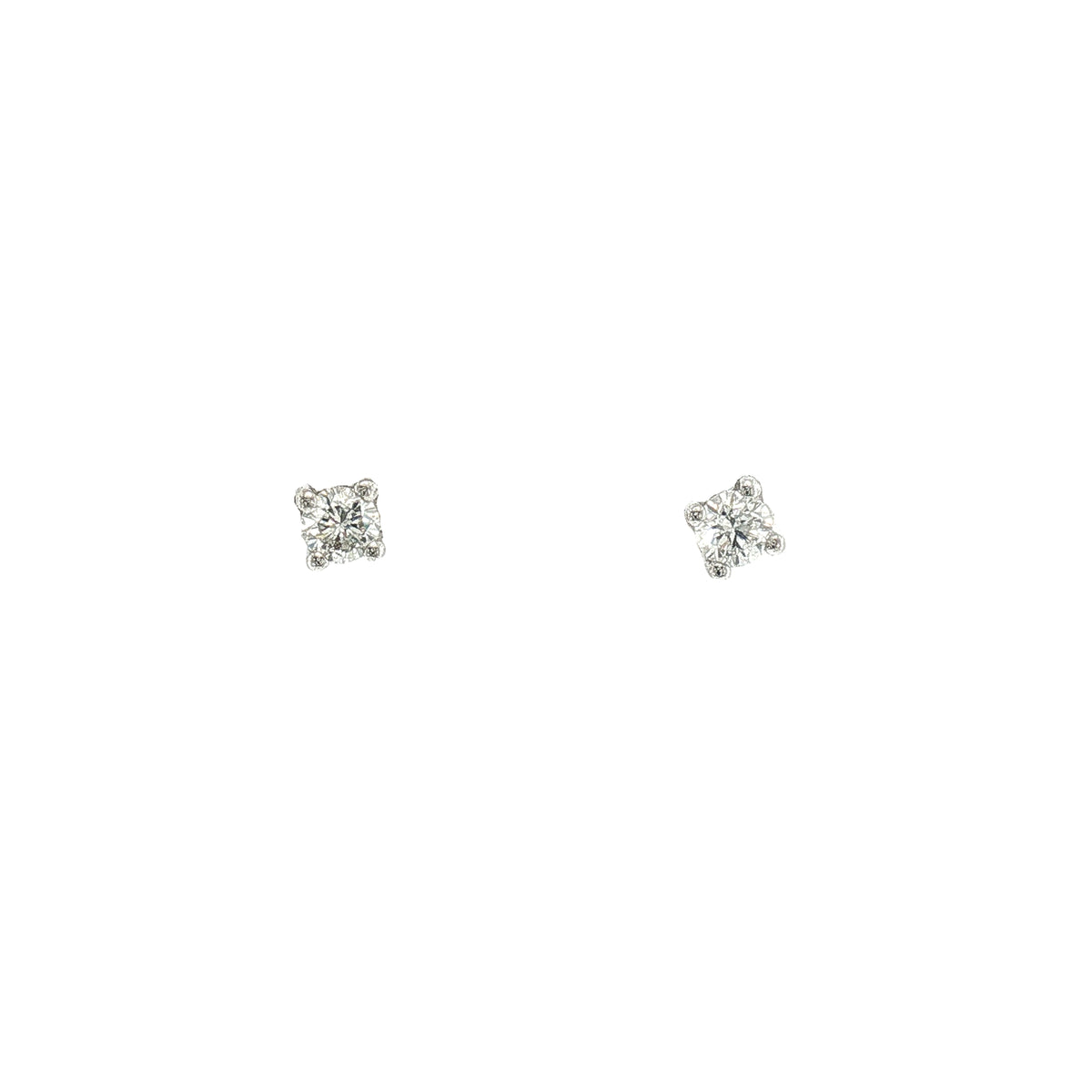 Natural Diamond Solitaire Stud Earrings in 18ct White Gold