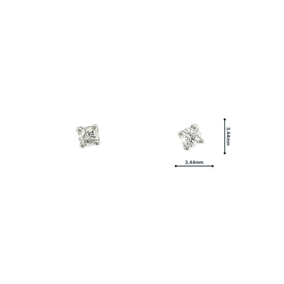 Natural Diamond Solitaire Stud Earrings in 18ct White Gold