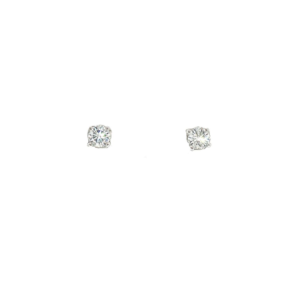 Solitaire Natural Diamond Stud Earrings in 18ct White Gold