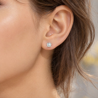 Solitaire Natural Diamond Stud Earrings in 18ct White Gold
