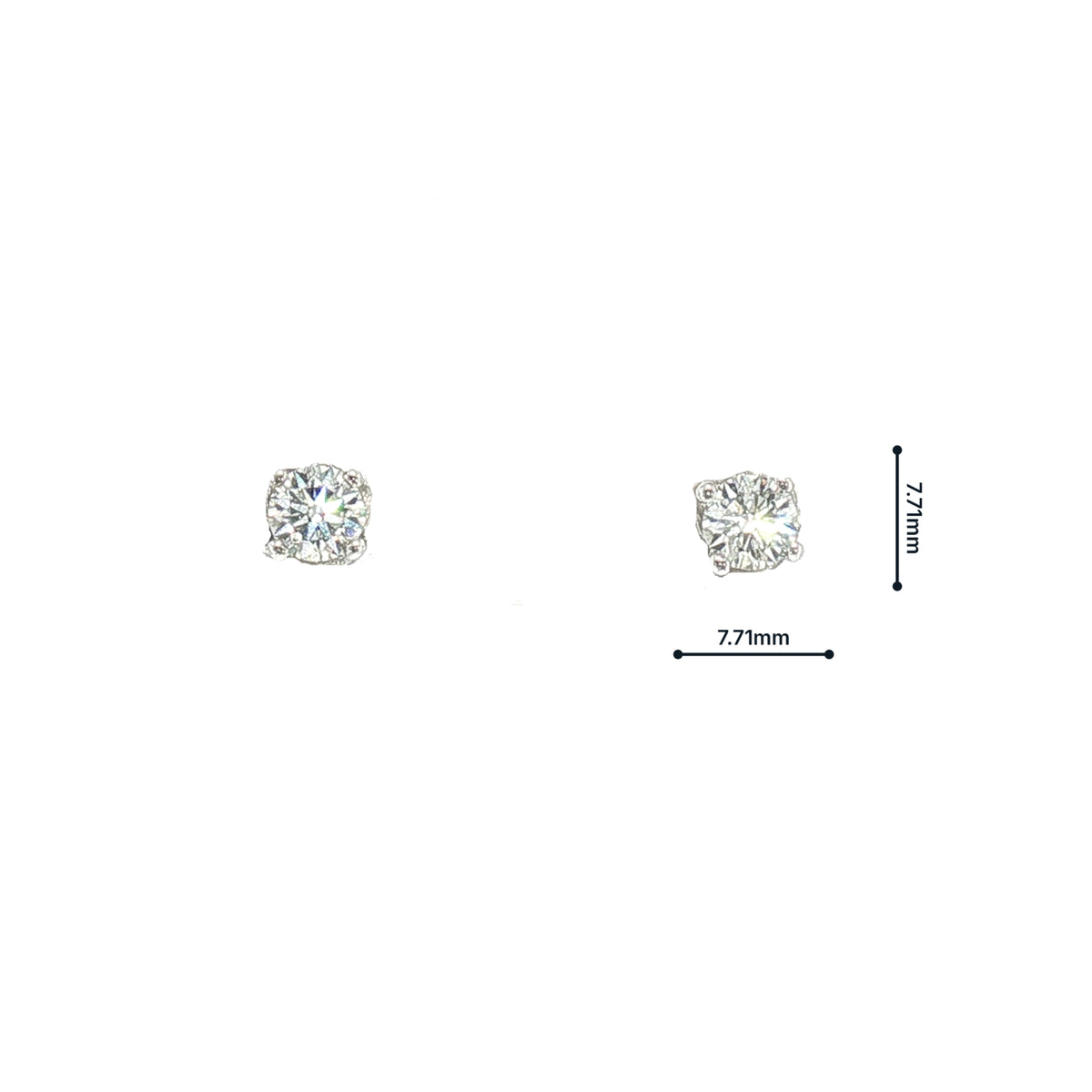 Solitaire Natural Diamond Stud Earrings in 18ct White Gold