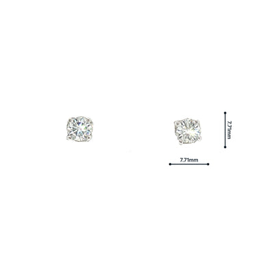 Solitaire Natural Diamond Stud Earrings in 18ct White Gold