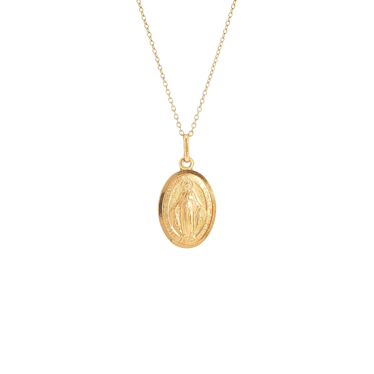 Oval Miraculous Medal Weighing 2.3g in 9ct Yellow Gold