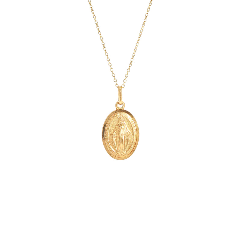 Oval Miraculous Medal Weighing 2.3g in 9ct Yellow Gold