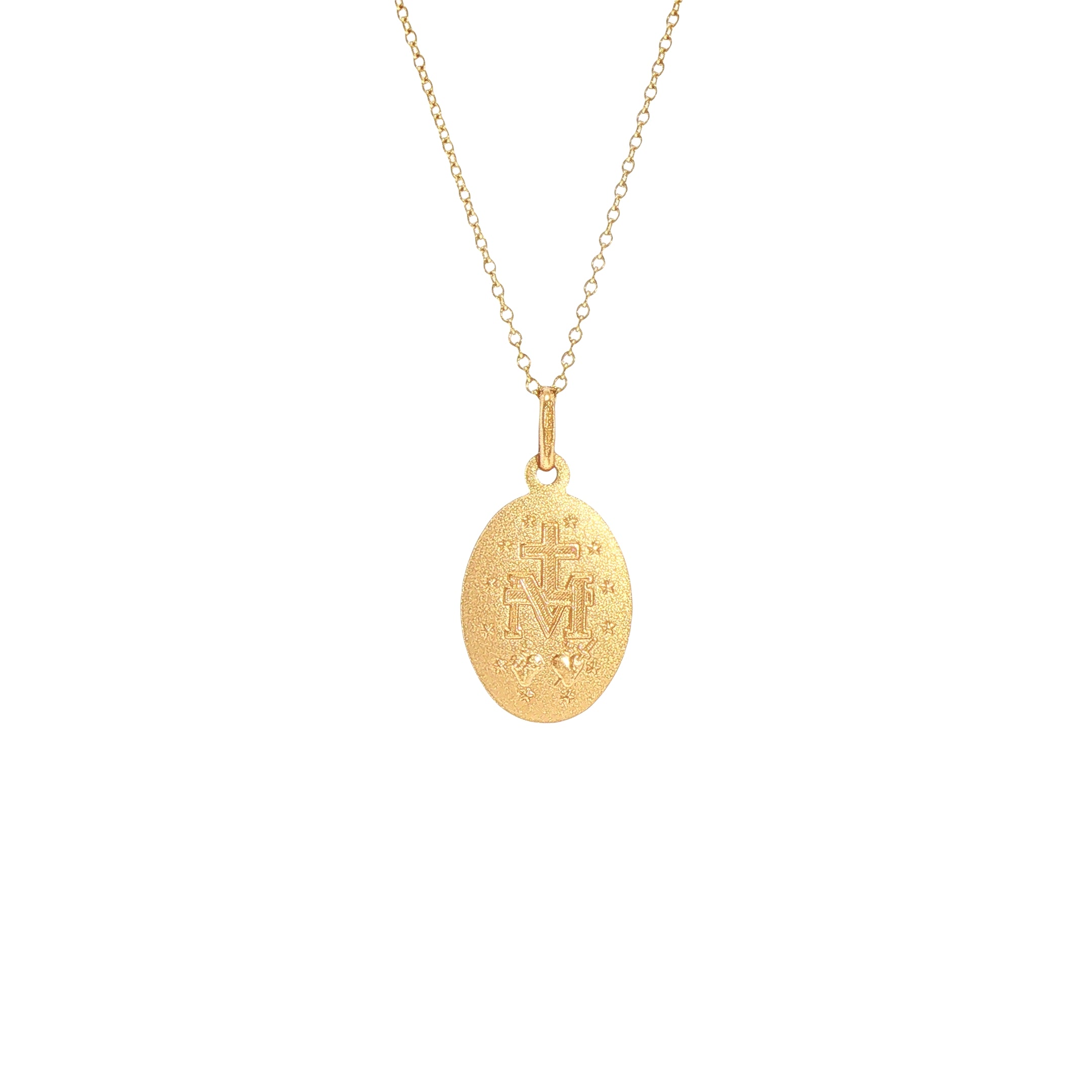 Oval Miraculous Medal Weighing 2.3g in 9ct Yellow Gold