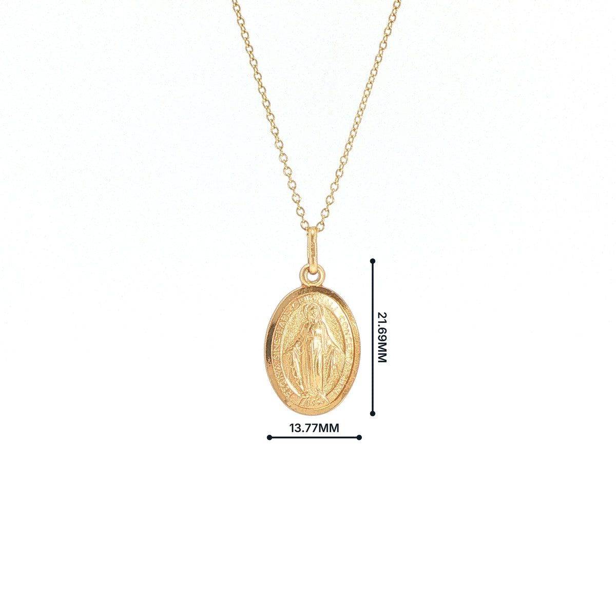 Oval Miraculous Medal Weighing 2.3g in 9ct Yellow Gold