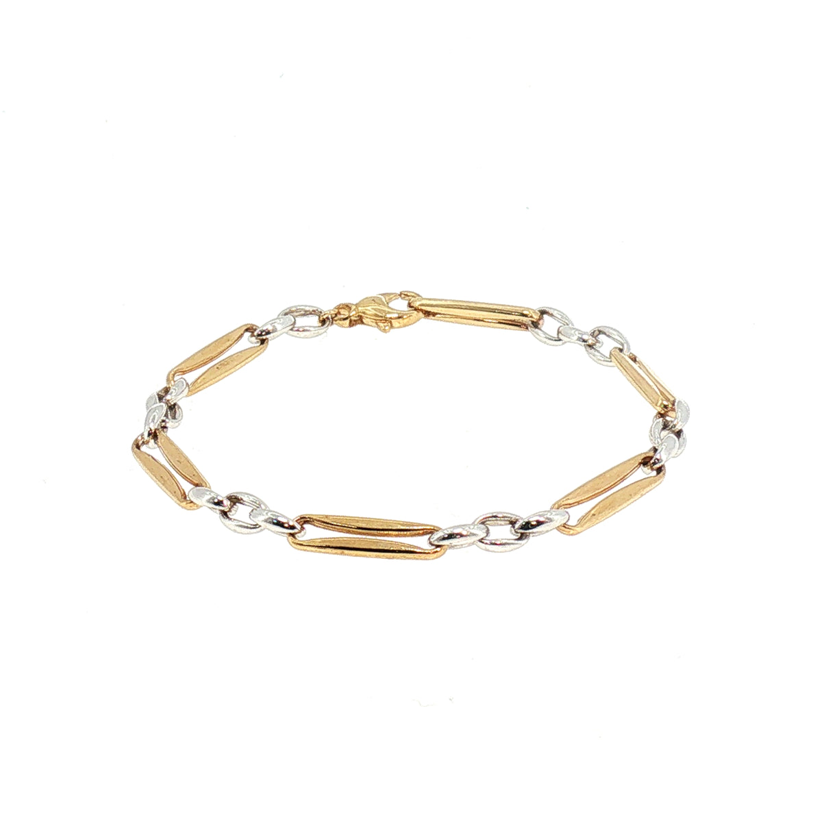 Two-Toned Long and Short Link Bracelet in 9ct Yellow Gold