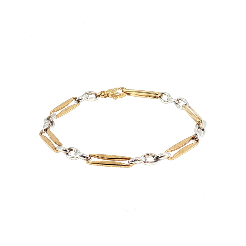 Two-Toned Long and Short Link Bracelet in 9ct Yellow Gold