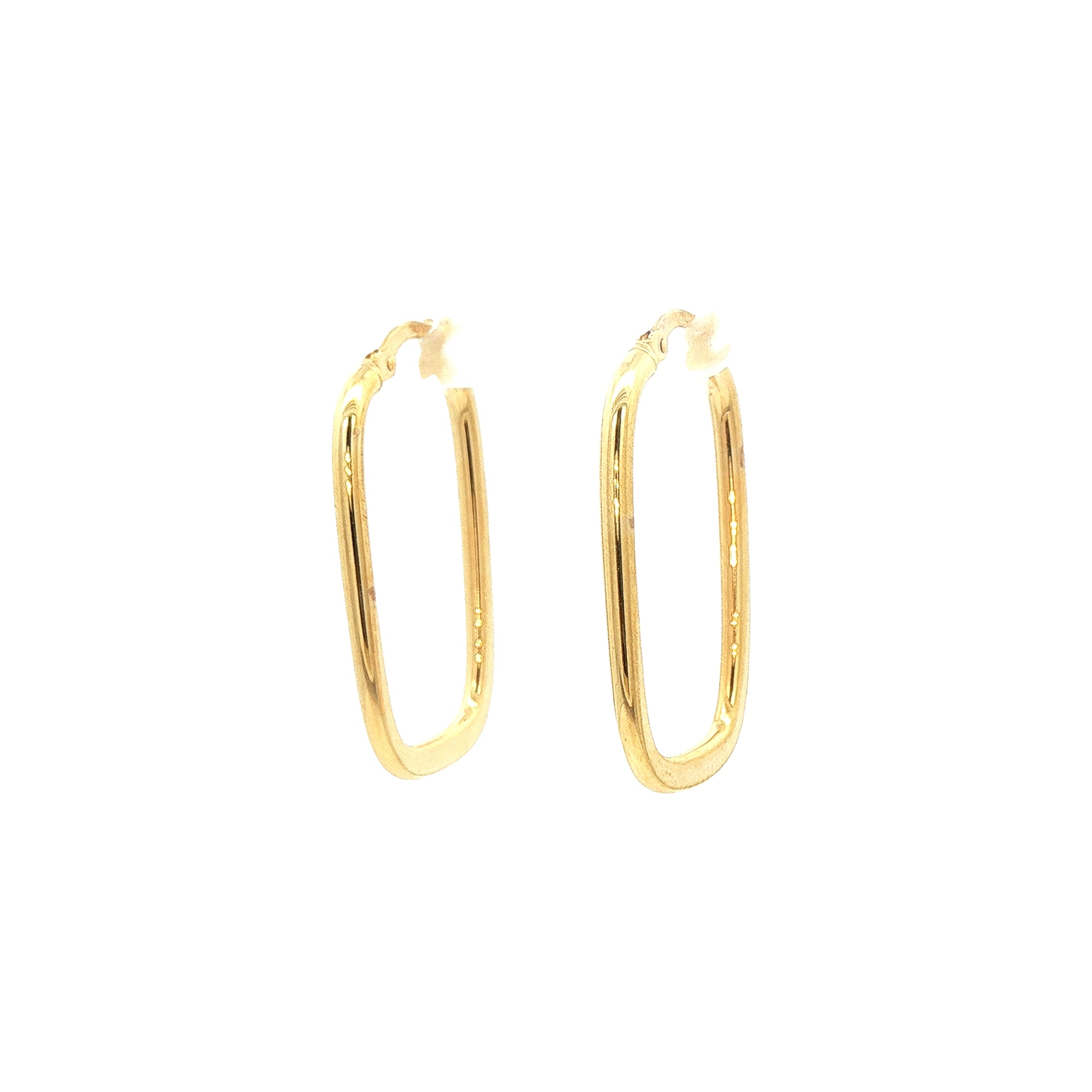 Plain Medium Rectangular Hoop Earrings in 9ct Yellow Gold