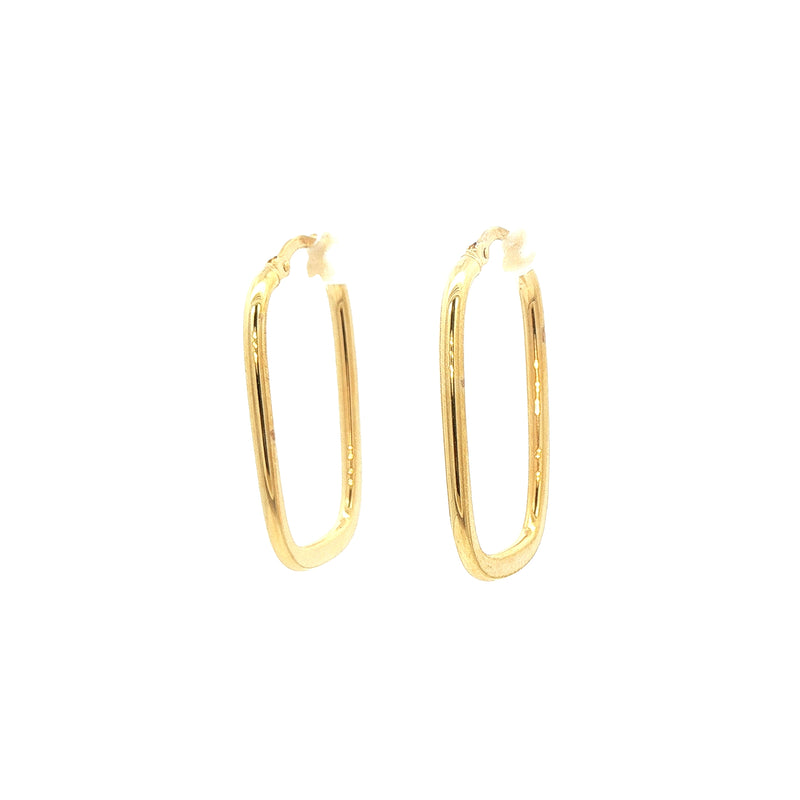 Plain Medium Rectangular Hoop Earrings in 9ct Yellow Gold