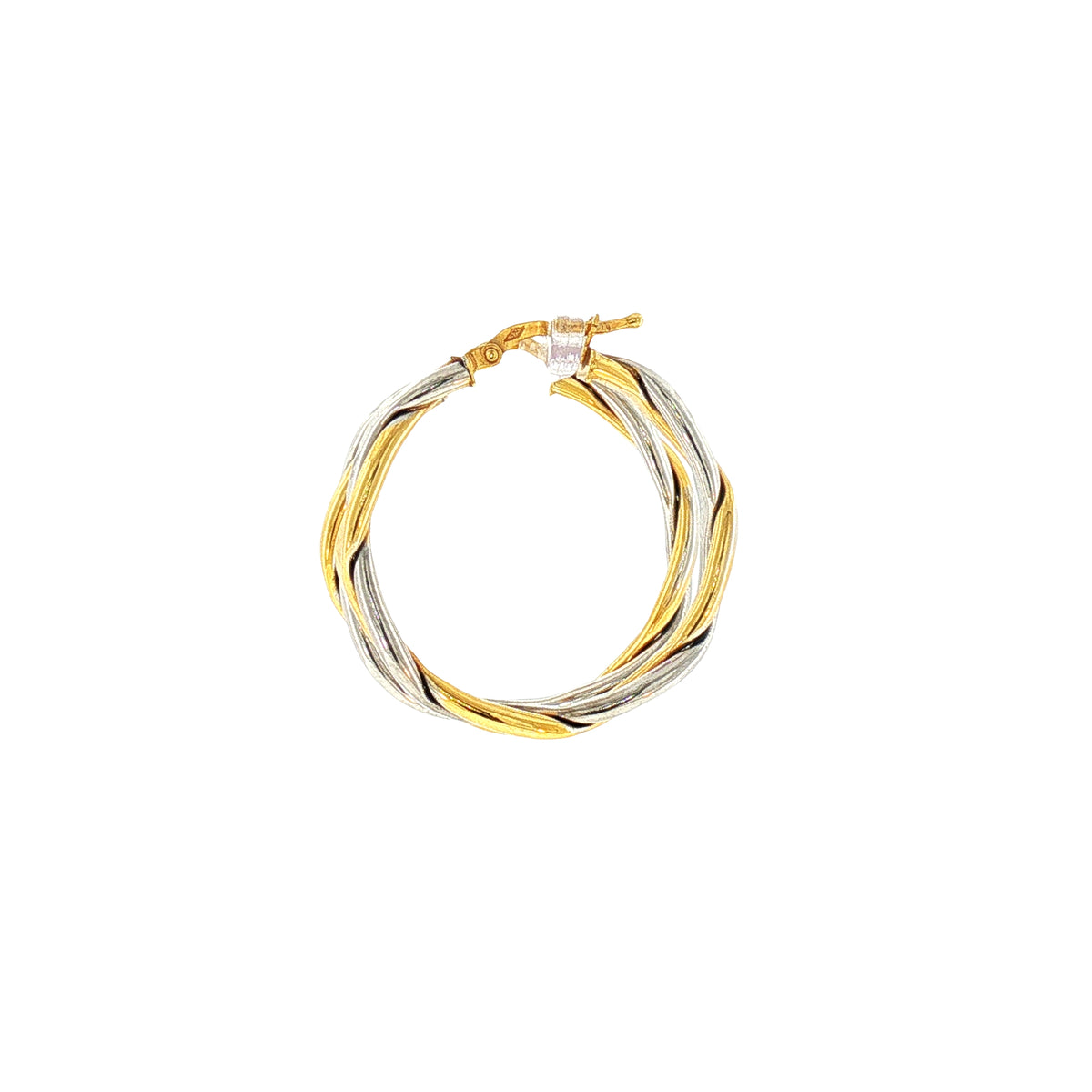 Two Tone Twist Hoop Earrings in 9ct White and Yellow Gold