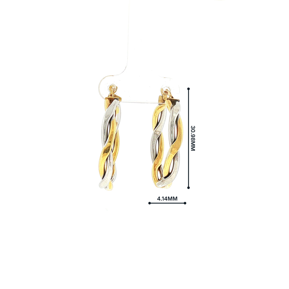 Two Tone Twist Hoop Earrings in 9ct White and Yellow Gold