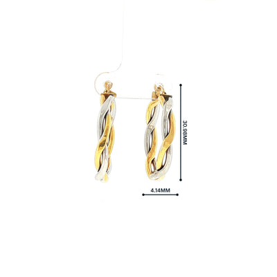 Two Tone Twist Hoop Earrings in 9ct White and Yellow Gold