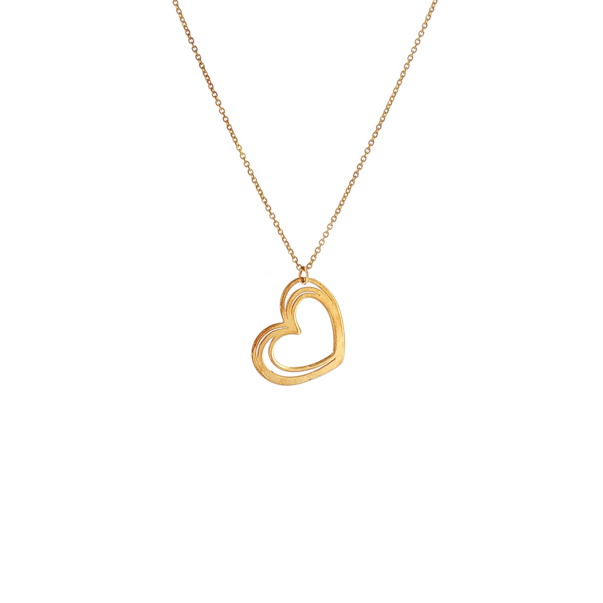 Heart Silhouette Pendant on Chain in 9ct Yellow Gold